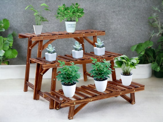 Large Wood Tier Shelf Flower Plant Display Stand Rack Freestanding Movable  Bench - Etsy Hong Kong