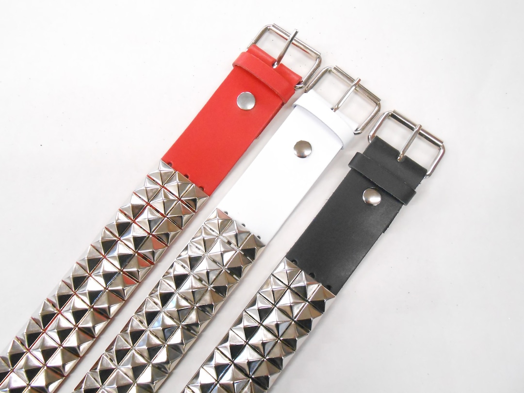 箱付き HTC 5連pyramid studs leather belt 32