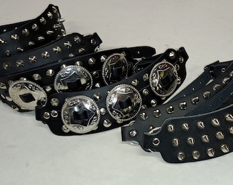 55mm Wide Studded Leather Bootstraps