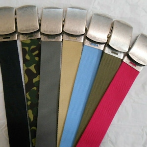Webbing Belt w/ Antique Finish Slide Buckle, WB1
