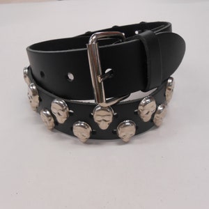 Genuine Leather 2 Row Skull Belt - SKB2