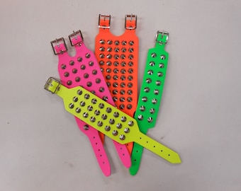 Conical Studded Fluorescent Wrist Straps / bands