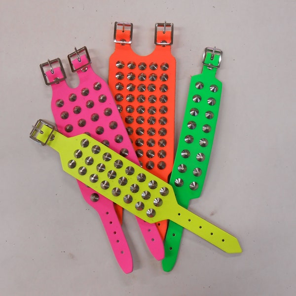 Conical Studded Fluorescent Wrist Straps / bands