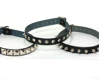 Genuine Leather Studded Choker