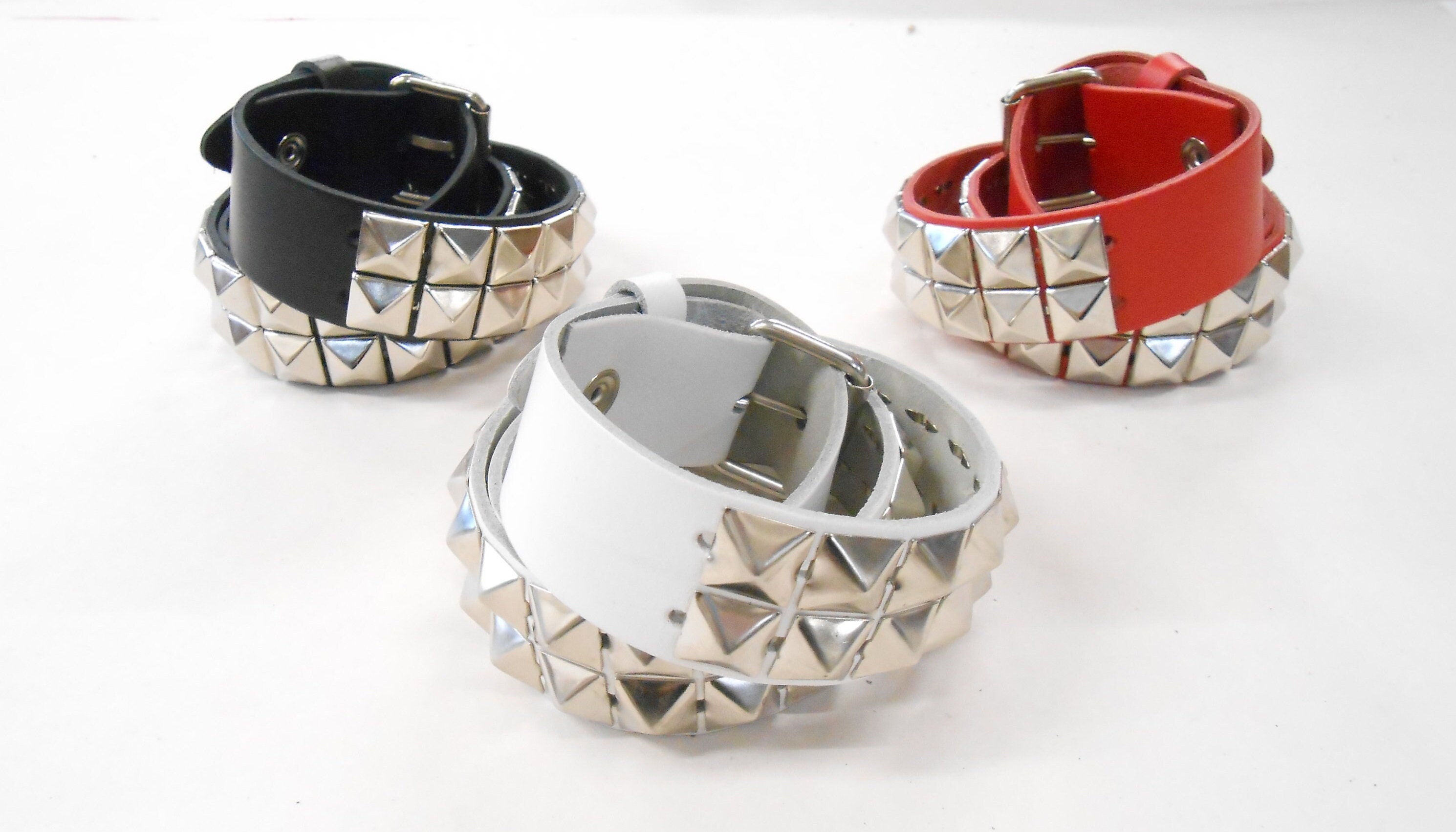 小物 pyramid studs belt made in USA 32 小物 pyramid studs belt made in USA 32 Three Row Black