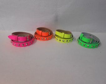 1 Row Conical Studded Fluorescent Leather Belt