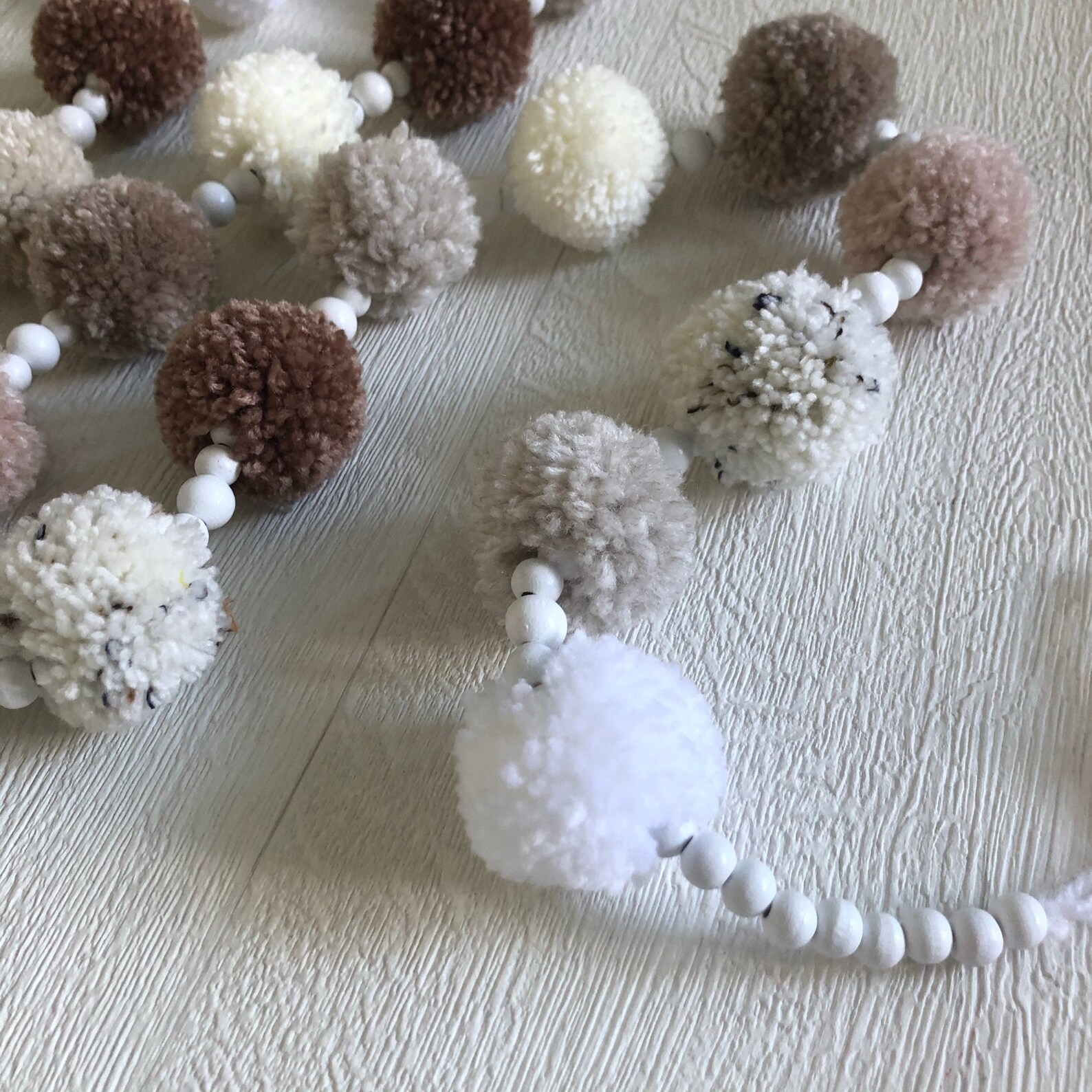 Handmade Pom Pom and bead hanging garland 1.75 metres Etsy