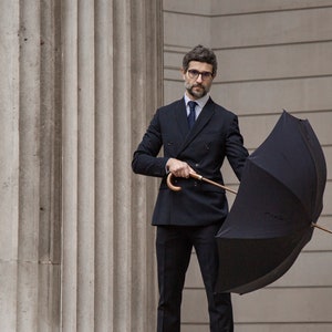 Classic English Umbrella: Handmade, Strong in Navy Blue image 1