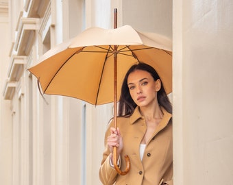 The London Ladies Umbrella - Crafted From A Single Piece Of Maple - Champagne