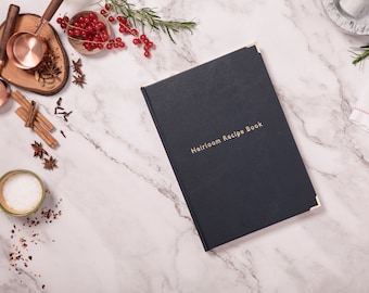 Heirloom Recipe Book In Navy Blue Leather