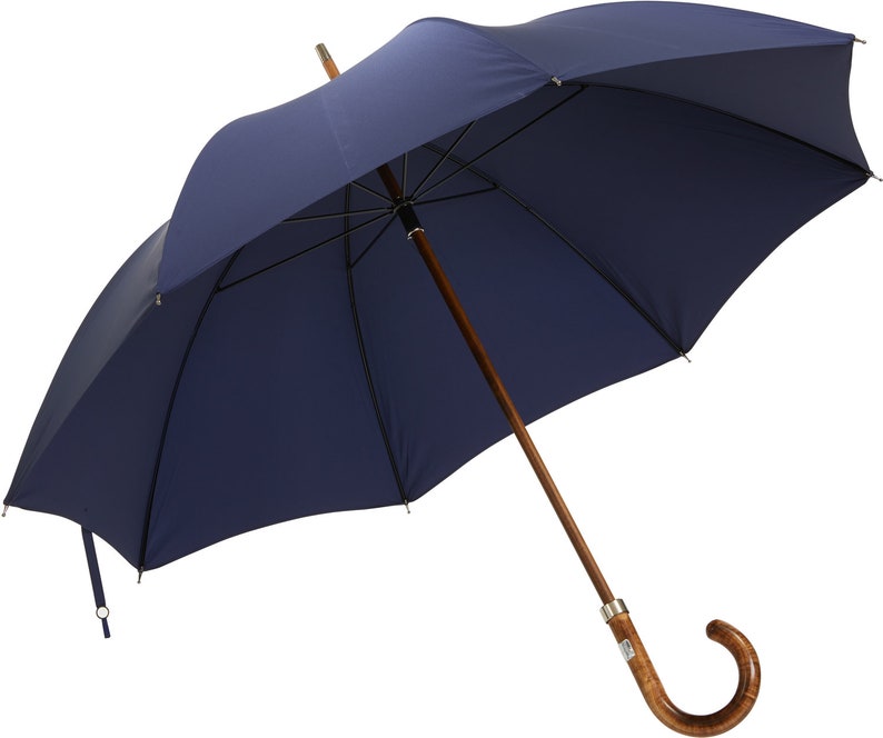 Classic English Umbrella: Handmade, Strong in Navy Blue image 2