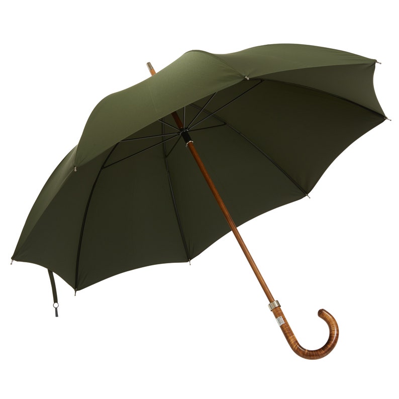 Handgefertigter klassischer englischer Regenschirm in Dunkelgrün Bild 1