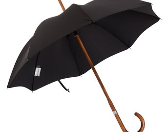 The London Ladies Umbrella - Crafted From A Single Piece Of Maple - Black