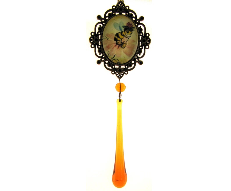 OOAK Handmade Vintage Summer Decor Honey Bee Retro Glass image 0