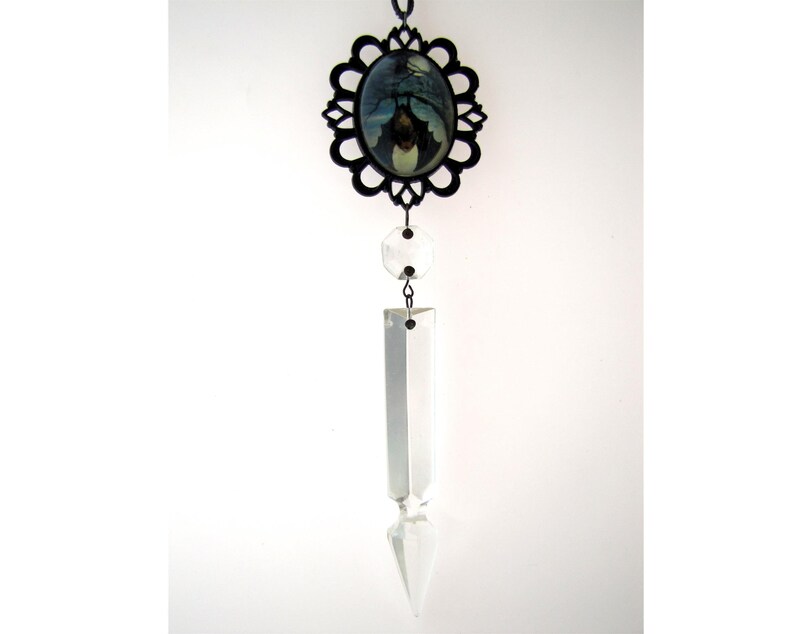 OOAK Handmade Halloween Decor Glass Vintage Bat Christmas image 0