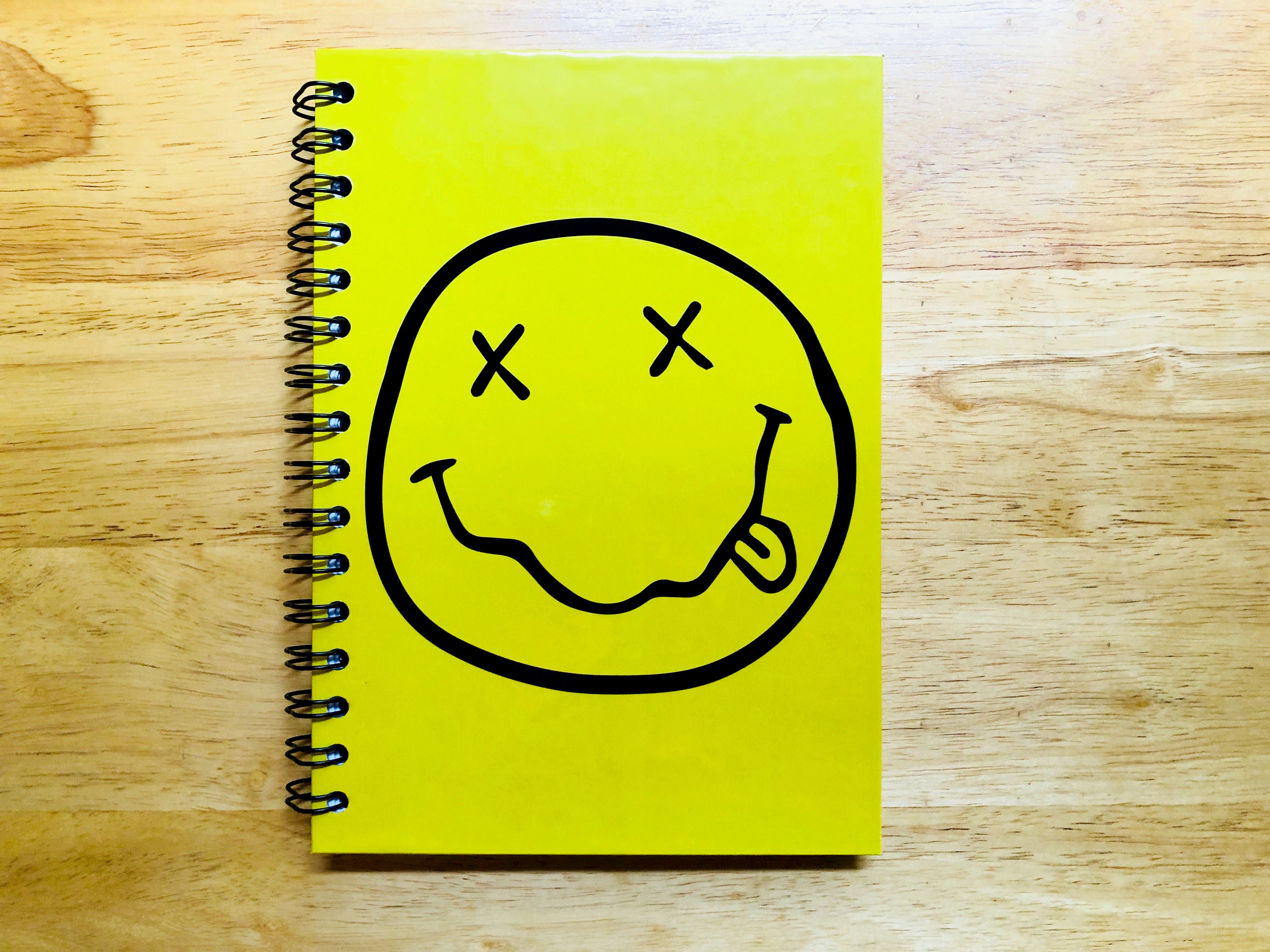 Nirvana, Nirvana Smiley Face - A5 notebook, Journal, sketch notebook, Personalized Notebook, Custom Notebook,  rock grunge band notebook