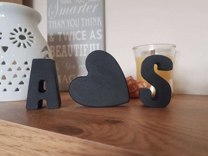 Boyfriend gift| anniversary gift Concrete initials Gift Set fully painted||black letters |valentines day gift||Personalised Words||