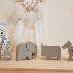 Concrete safari Animals-Nursery Animals-Elephant-Giraffe-Rhino-Zebra-Nursery Decor-Animal Figurines-Safari Animals, zoo animals