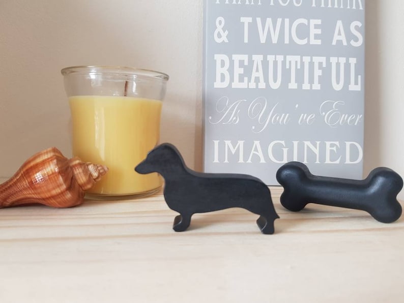 Gift for him Gift for Dog Lover Concrete SausageDog Stocking Filler Mini figure ornament,daschund, Gift for her Dog ornament