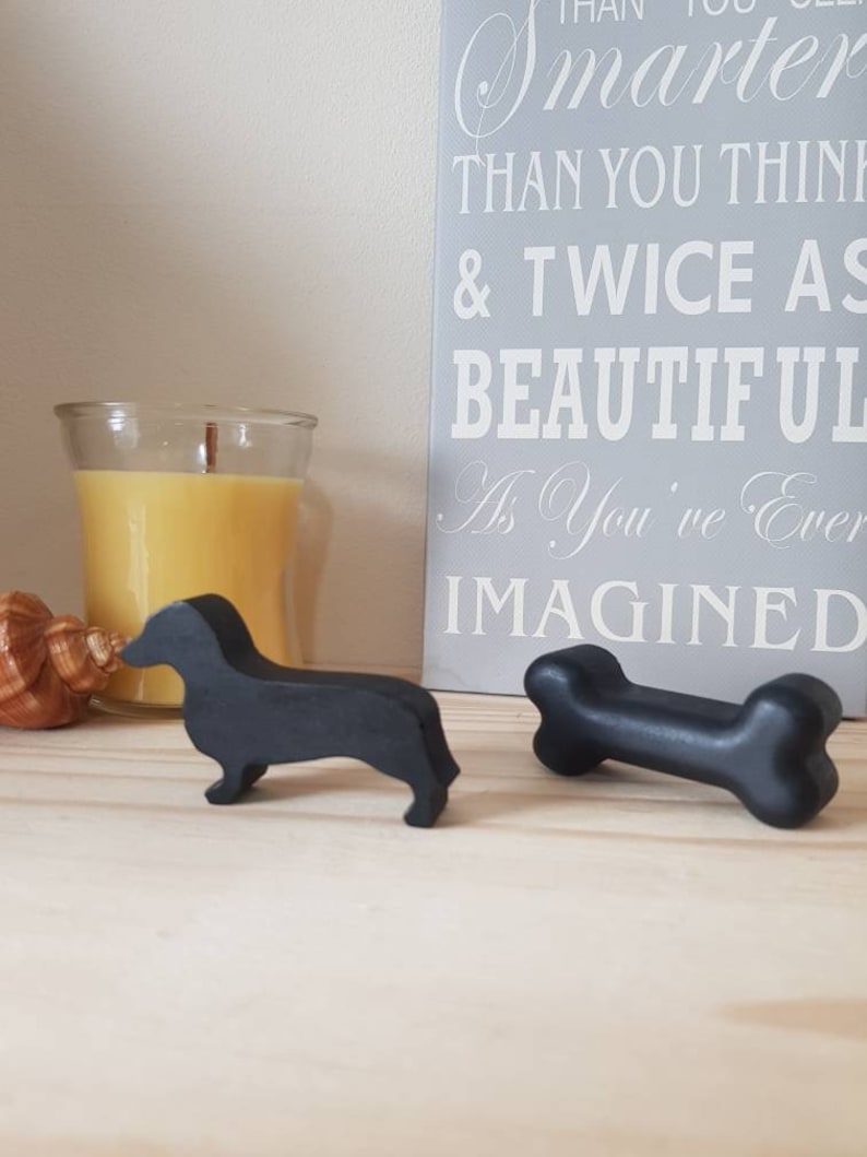 Gift for him Gift for Dog Lover Concrete SausageDog Stocking Filler Mini figure ornament,daschund, Gift for her Dog ornament