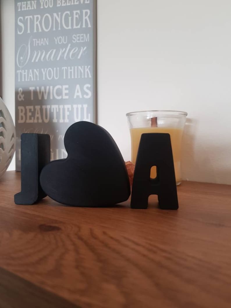 Boyfriend gift| anniversary gift Concrete initials Gift Set fully painted||black letters |valentines day gift||Personalised Words||