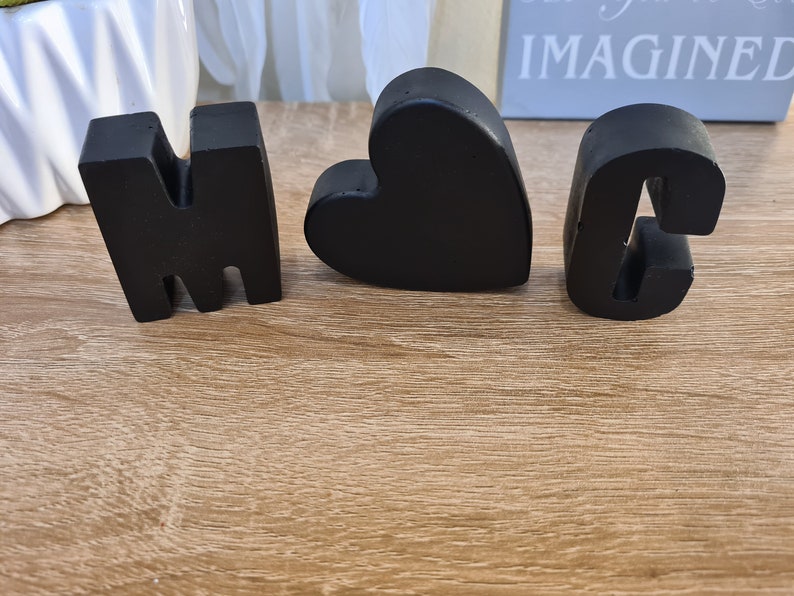 Boyfriend gift| anniversary gift Concrete initials Gift Set fully painted||black letters |valentines day gift||Personalised Words||