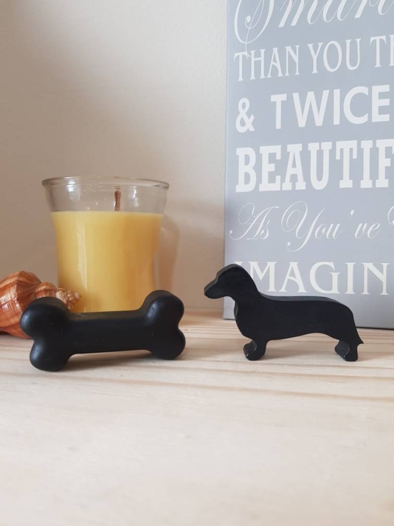 Gift for him Gift for Dog Lover Concrete SausageDog Stocking Filler Mini figure ornament,daschund, Gift for her Dog ornament