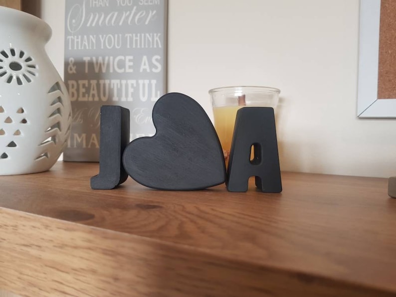 Boyfriend gift| anniversary gift Concrete initials Gift Set fully painted||black letters |valentines day gift||Personalised Words||