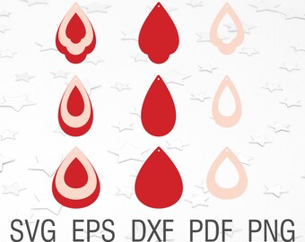 Accatastati orecchini in formato SVG, strappare goccia file in formato SVG, orecchino modello tagliato, file di taglio di orecchino SVG, Teardrop modelli, Teardrop SVG, orecchino design svg