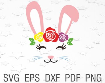 Cara de conejito svg orejas de conejo de Pascua svg chica conejito vector de conejo de pascua niños hijos orejas svg archivo lindo conejito para la silueta cricut conejo cara de conejo