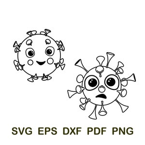 Virus clipart bacteria svg germs virus svg png eps dxf microorganisms digital Instant downoad cute virus file for cricut silhouette