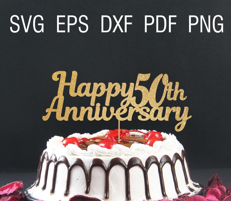 Download Happy 50th anniversary svg cake topper for cricut gold wedding | Etsy