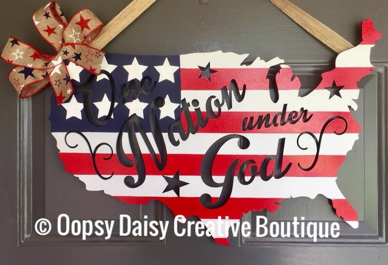Memorial Day Fourth of July US Map Door Hanger Americana God Bless America Door Hanger