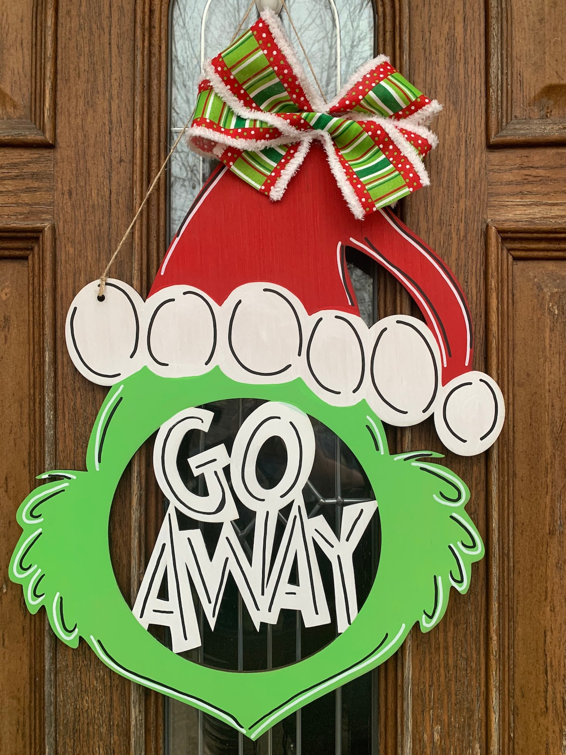 Grinch Monogram Grinch head Christmas Door Hanger Etsy