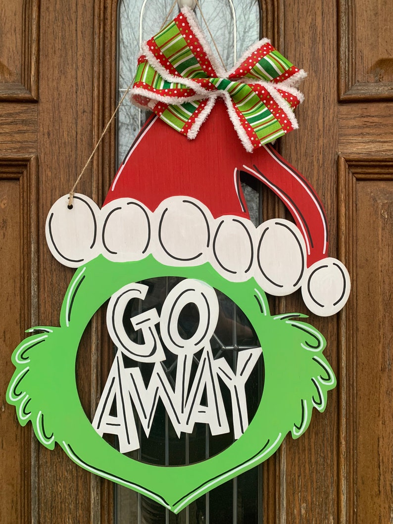 Grinch Monogram Grinch head Christmas Door Hanger | Etsy