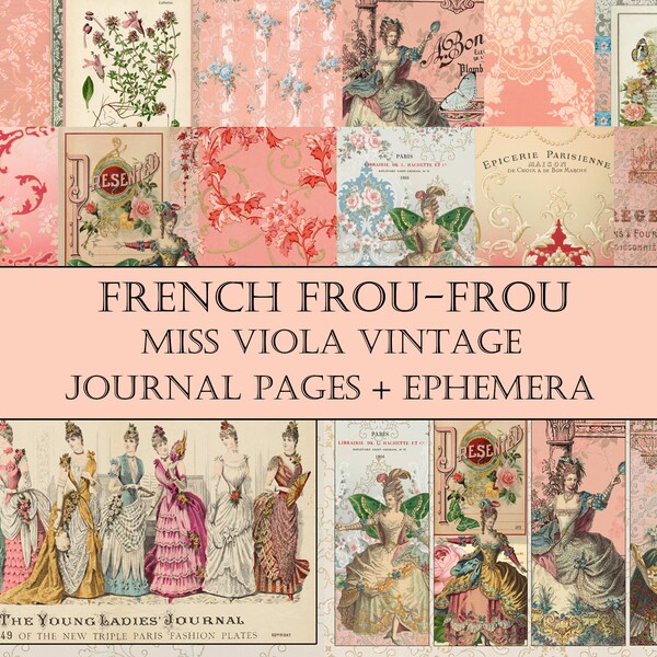 FRENCH FROU-FROU - French Ladies, French Ephemera, Romantic, Journal Papers, Collage Papers