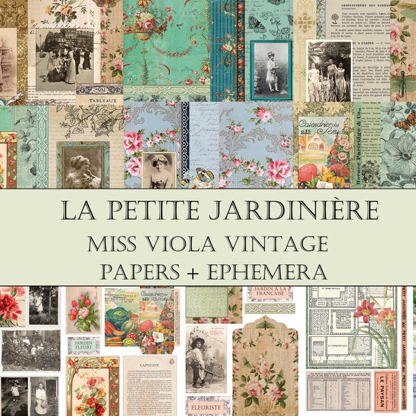 La Petite Jardinière - French Garden Printable, Spring Flowers, French Ephemera, Vintage Photographs, French Photographs, Collage Papers