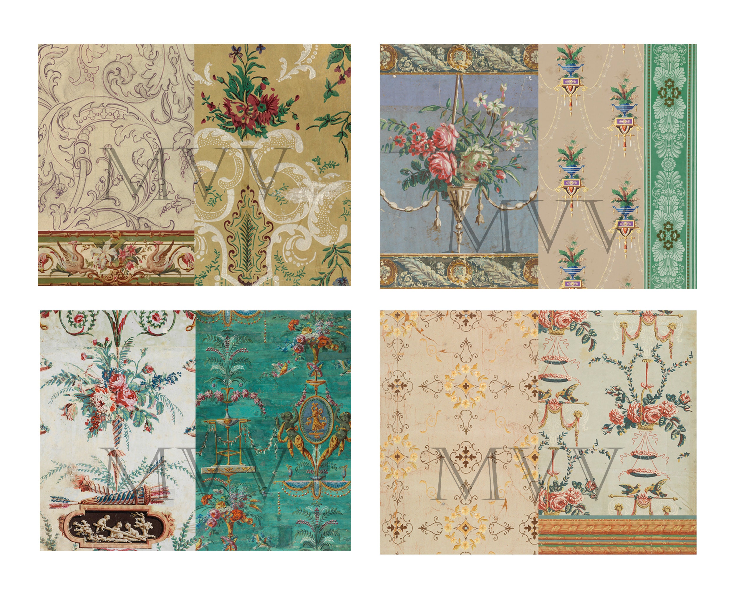 ANTIQUITIES Antique Wallpapers, Journal Papers Ephemera, Collage, Junk