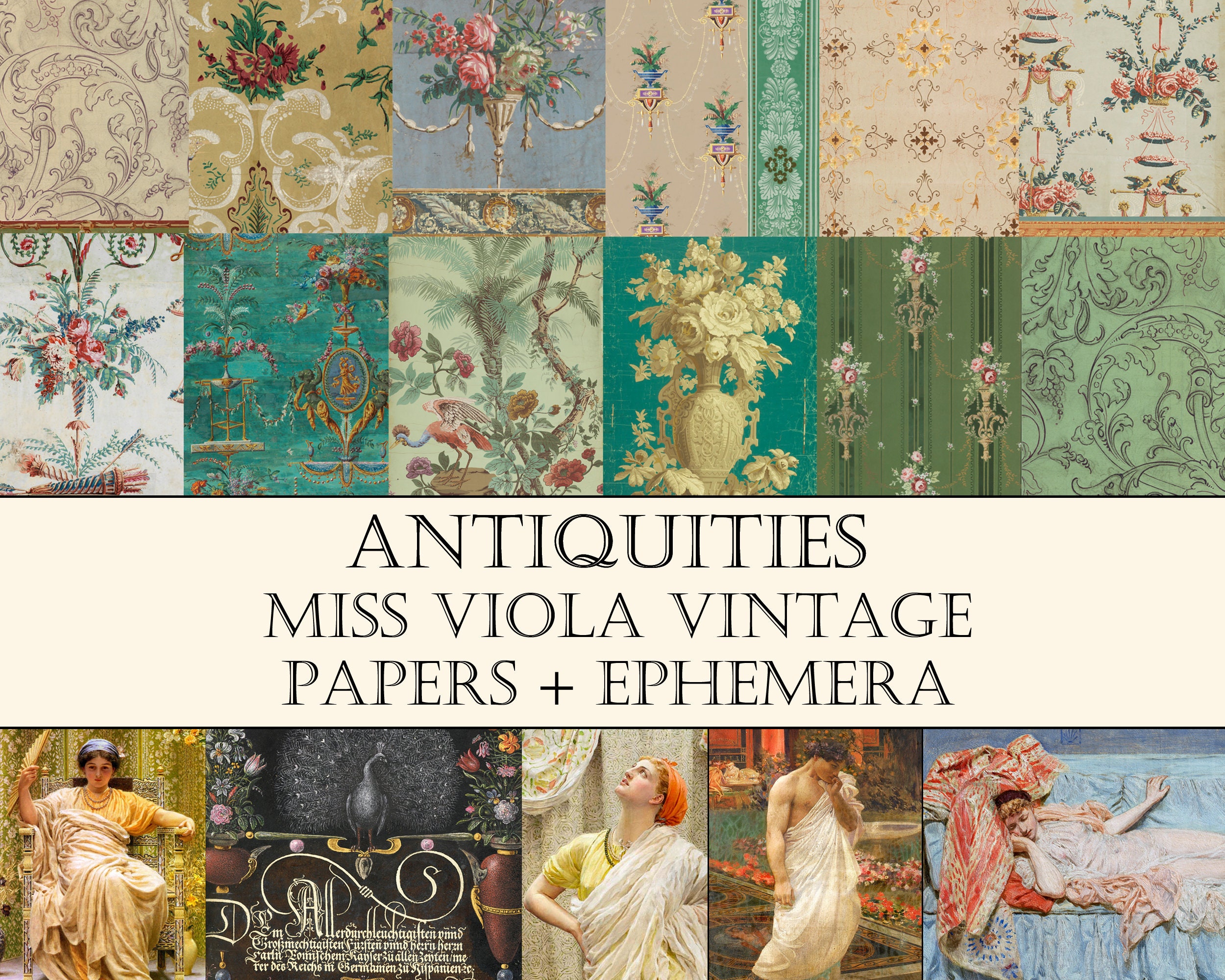 ANTIQUITIES Antique Wallpapers, Journal Papers Ephemera, Collage, Junk