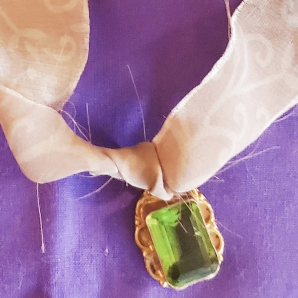 Bohemian,  Boho, Gypsy Jewelry, Sari Chokers, Necklaces,  Crystal Healing Jewelry,Indian Jewelry,  Peridot Green Emerald Stone on Silk Saree