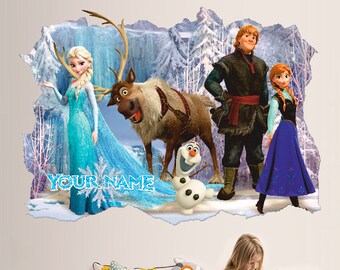 Frozen 3d Wall Decal Wall Sticker Elsa Anna Olaf Etsy