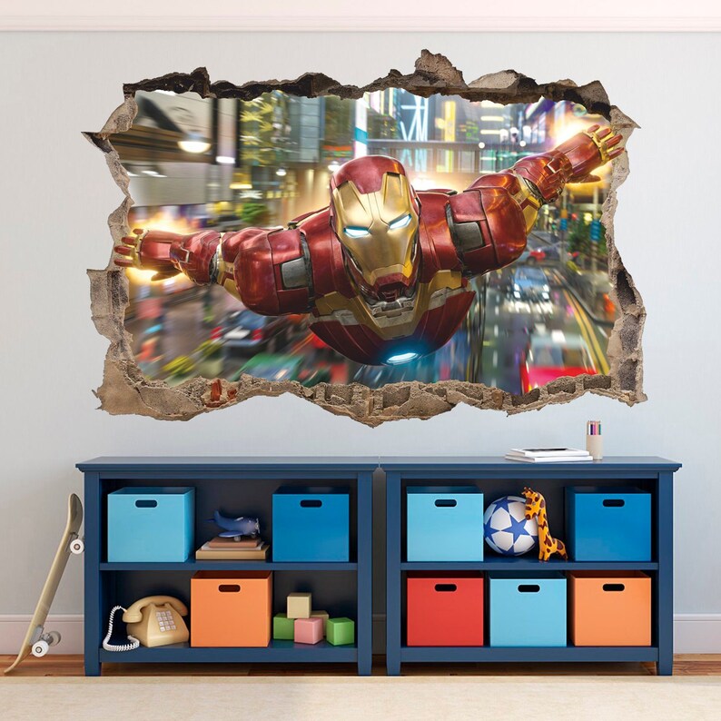 Iron Man 3d Wall Decal Marvel Sticker Removable Vinyl Kids Room Art Children Cartoon Decor