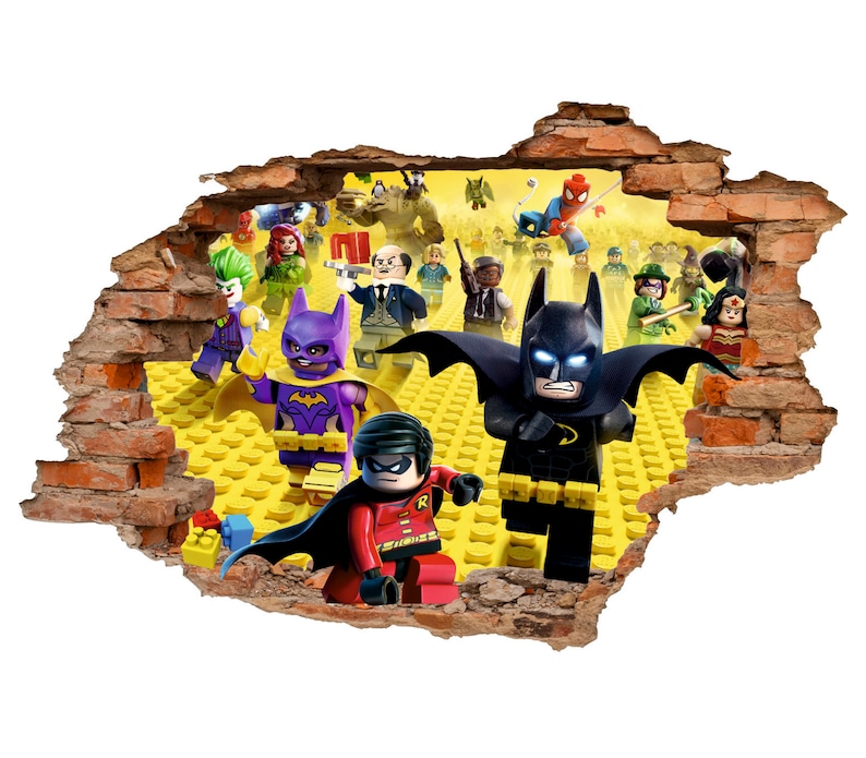 Lego Batman Lego 3D Wall Decal Removable Vinyl Sticker Children Cartoon Decor Wall Art Toys Wall Sticker