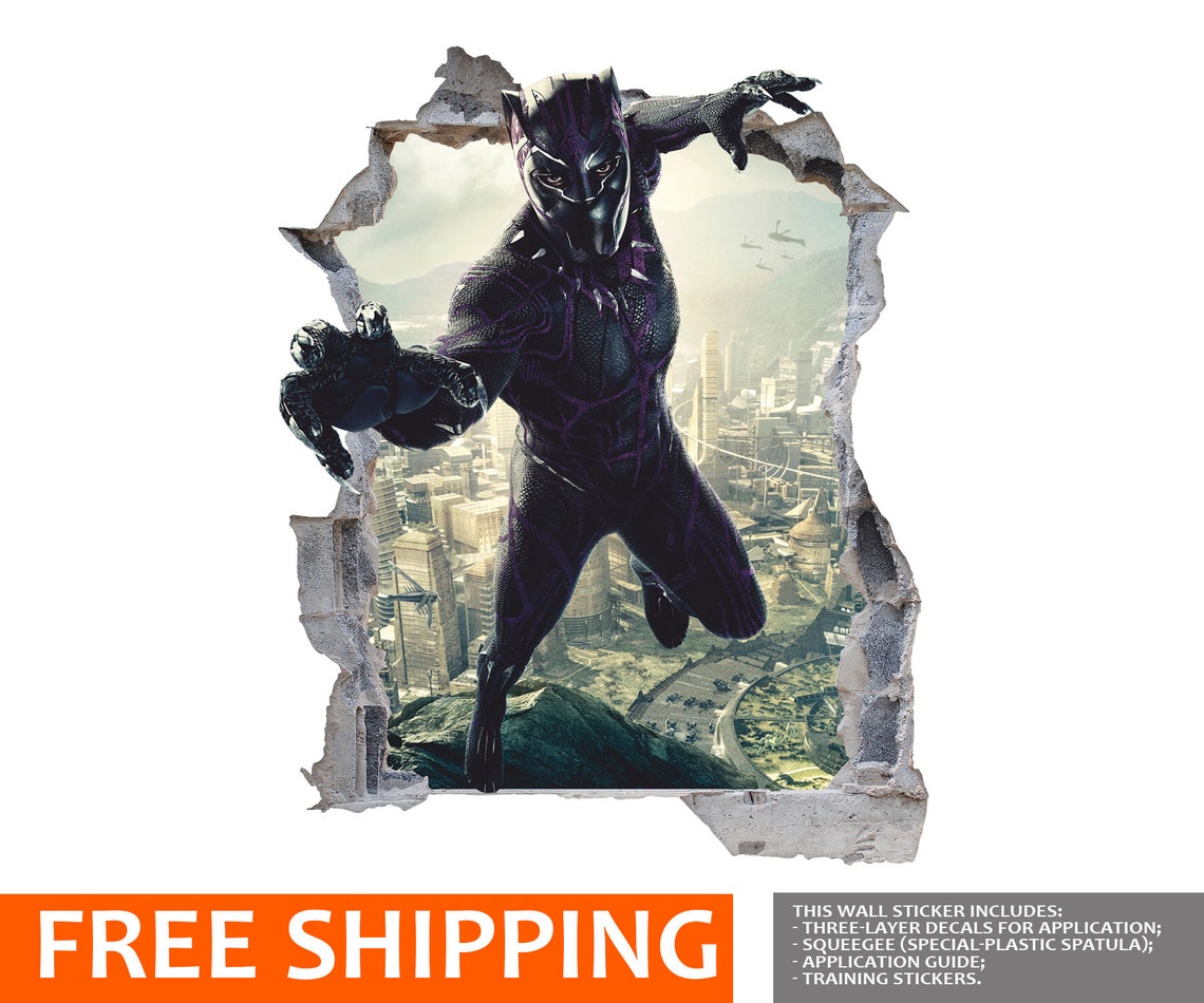 Black Panther 3D Wall Decal Wall Sticker Removable Vinyl Etsy