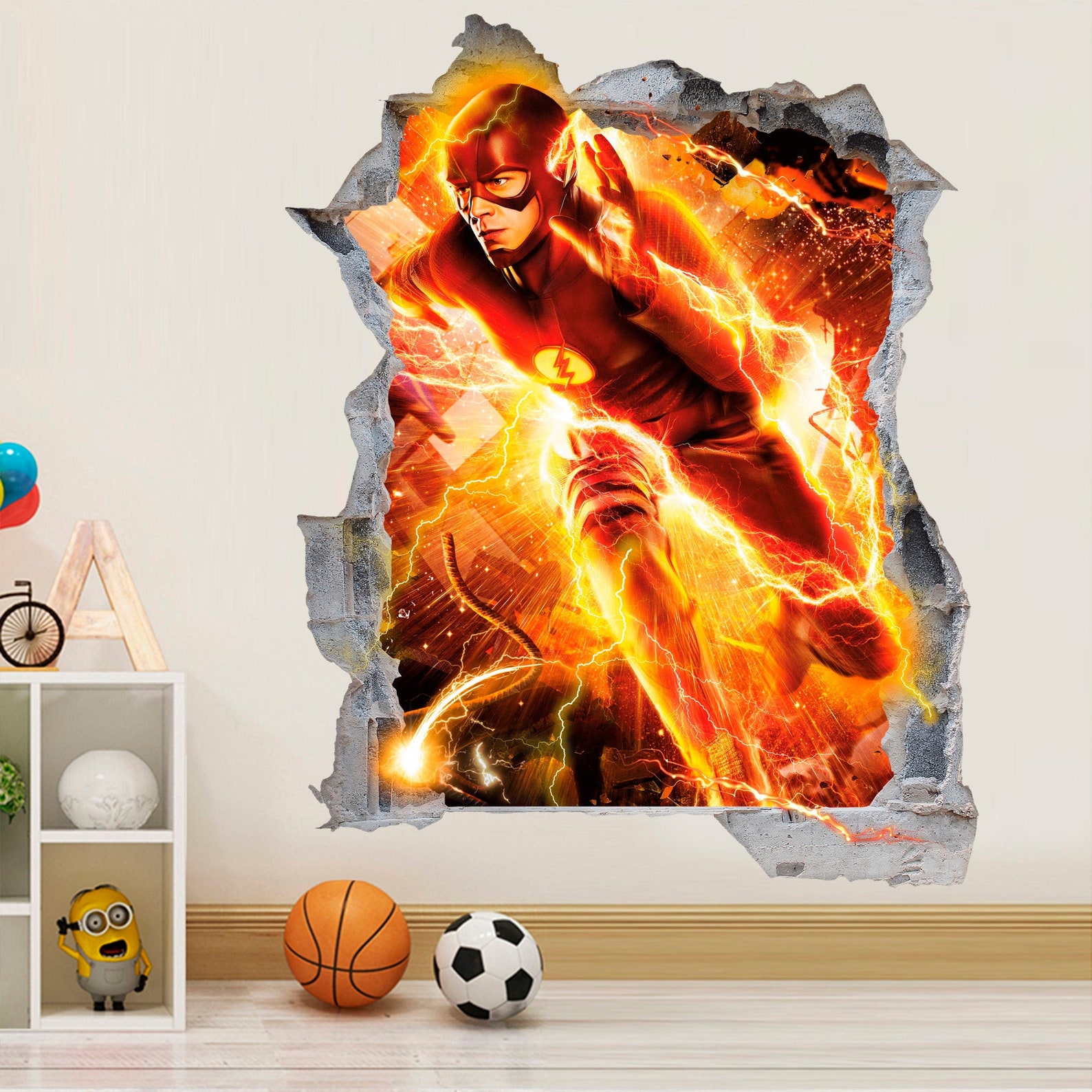 The Flash 3D Wall Decal Superhero Wall Sticker Removable Etsy