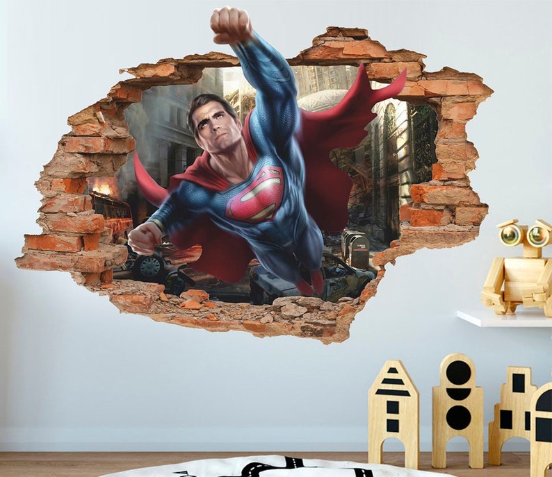 Superman 3D Wall Decal Wall Sticker Removable Vinyl Sticker Etsy