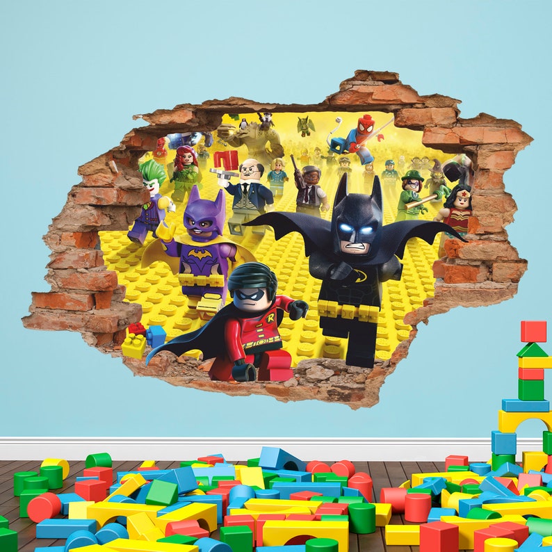 Lego Batman Lego 3D Wall Decal Removable Vinyl Sticker Children Cartoon Decor Wall Art Toys Wall Sticker
