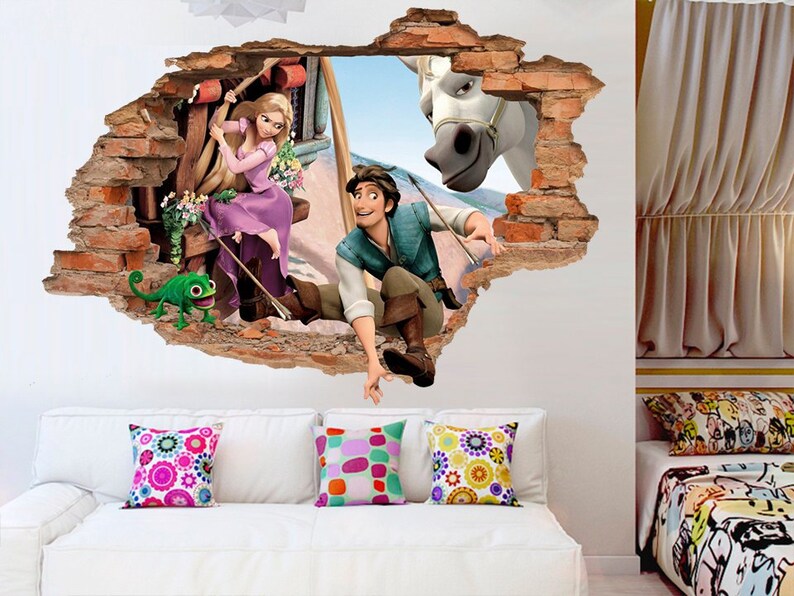 Tangled 3D Wall Decal Disney Wall Sticker Removable Vinyl Etsy