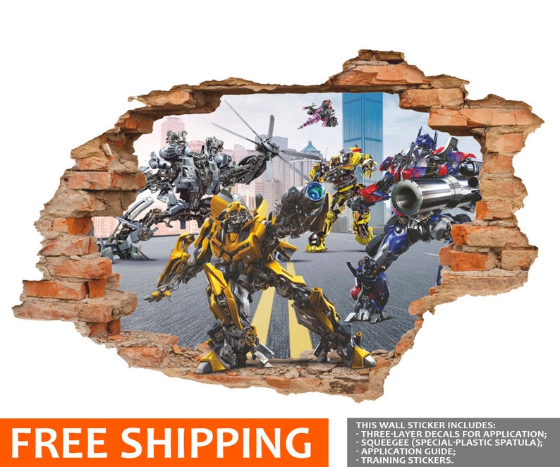 Transformers 3D Wall Decal Wall Sticker Removable Vinyl Etsy