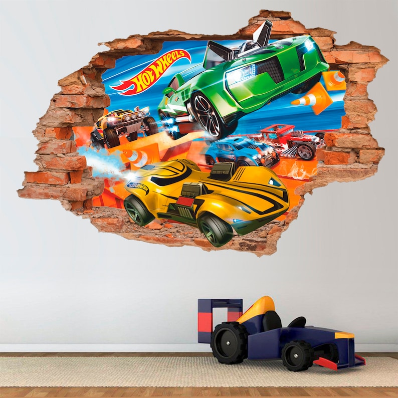 Hot Wheels 3D Wall Decal Toys Wall Sticker Cars Removable Etsy